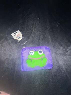 Key Elements Purple Frog Zippered Coin Pouch Keychain